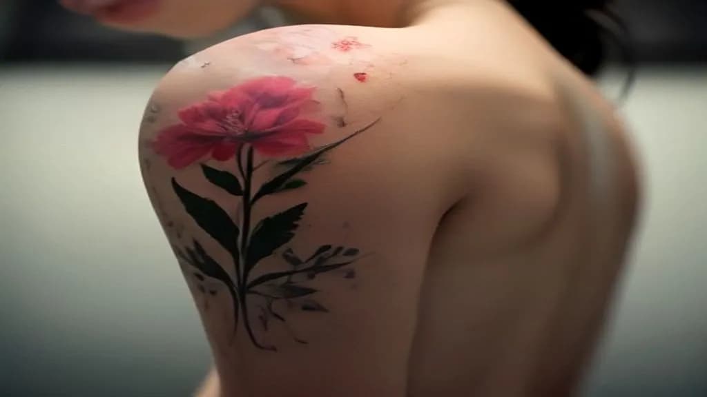 Botanical and Floral Fine Line Tattoo in Bali - Golden Yellow Tattoo Bali
